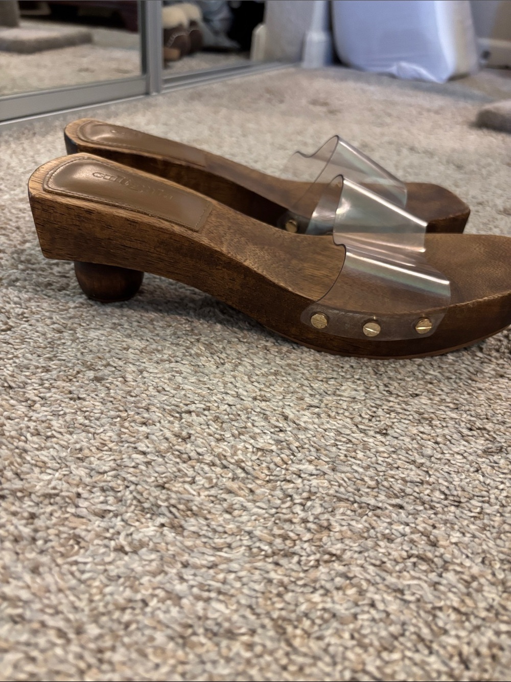 Cult Gaia Nia clear strap wooden sandals 8 - Picture 7 of 9